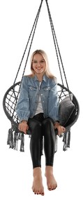 Függő szék, pamut+fém/szürke, AMADO 2 NEW