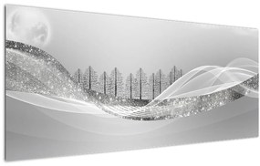 Kép - ezüst táj (120x50 cm)