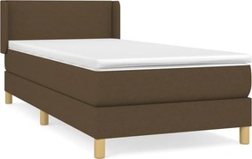vidaXL sötétbarna szövet rugós ágy matraccal 90 x 190 cm