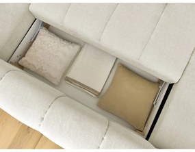 Bézs kinyitható-tárolóhelyes sarokkanapé (jobb oldali-U alakú) Fuji – Bobochic Paris