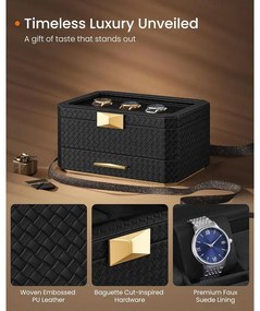 8 rekeszes óratartó doboz, tintafekete