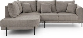 Szürkésbarna zsenília sarokkanapé (bal oldali-L alakú) Mauris – Ropez