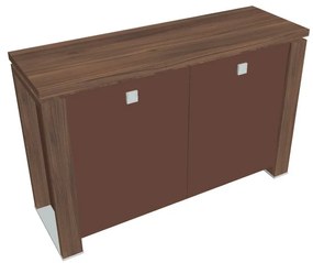 Verno+ S alacsony szekrény 140 x 46 x 90 cm, üvegajtó, dió / barna