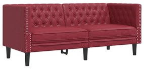 kétszemélyes bordó műbőr Chesterfield kanapé
