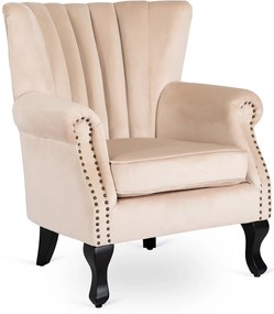 Chesterfield Fotel Bézs Bársony Kárpittal. MALLO