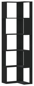 5 szintes fekete szerelt fa sarok könyvespolc 50 x 50 x 179 cm