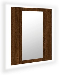 barna tölgy szerelt fa tükrös szekrény LED-del 40 x 12 x 45 cm