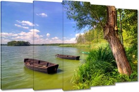 Vászonkép 150x95 Horgászcsónakok Tó