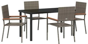 vidaXL Kert étkező szett párnával 5 pcs Szürke polirattan