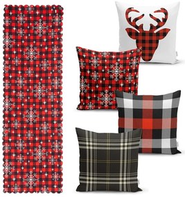 Snowflake 4 db karácsonyi párnahuzat és asztali futó szett - Minimalist Cushion Covers