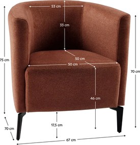 Design fotel, terrakotta/fekete, KAPY