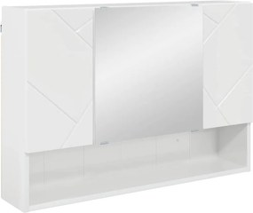 vidaXL Tükörszekrény ajtóval Magas Fényű Fehér 80 x 17 x 55 cm Faanyag