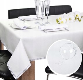 Abrosz Asztalra Csipkével Malaga 300x140 Abrosz Fehér Tejszín Foltálló