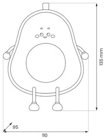 LED dimmelhető, újratölthető gyermek éjszakai lámpa AVOCADO LED/1W/5V 1200 mAh