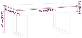 sötétbarna és fekete MDF és vas dohányzóasztal 90x45x40 cm
