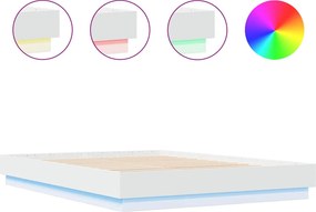 vidaXL fehér ágykeret LED-világítással 150 x 200 cm