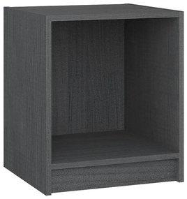 2 db szürke tömör fenyőfa éjjeliszekrény 35,5 x 33,5 x 41,5 cm