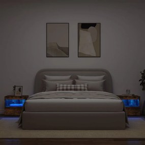 2 db sonoma tölgy éjjeliszekrény LED-fényekkel 50x40x45 cm