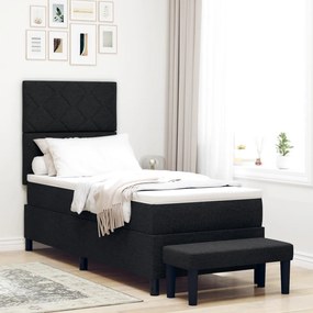 Box Spring Ágy Matraccal és Pad Black 80x200 cm Szövet