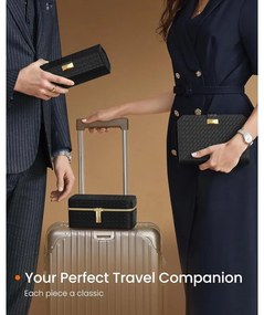 SONGMICS HOME 3 órás tok, utazó óratartó doboz 22×14,5×4,5 cm, tintafekete színben