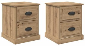 Éjjeliszekrény 2 pcs kézműves tölgy 39 x 39 x 47.5 cm Faanyag