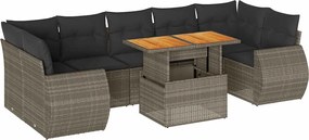 vidaXL 8 részes szürke polyrattan kerti ülőgarnitúra párnákkal