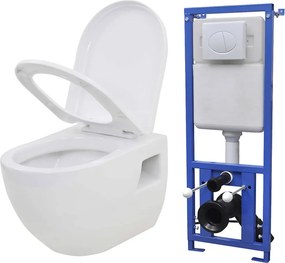vidaXL falra szerelhető fehér kerámia WC rejtett öblítőtartállyal