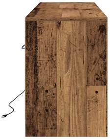 TV Szekrény LED-del - Régi Fa, 139,5x34x50 cm, Mérnöki Fából Készült
