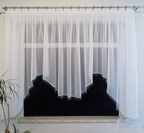 Mg Függöny Fátyol M-es gyöngyök Kék 400x155 varrott