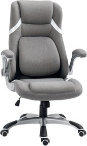 Vinsetto Ergonomikus Irodai Szék Összecsukható Karfával és Fejtámlával, Forgószék Állítható Magassággal és Dőlésszámmal, Szövetből Tanulmányhoz, Szürk