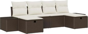 vidaXL Kerti Kanapé Szett párnával tárolóval 6 pcs Barna polirattan