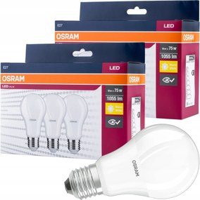 6x Led izzó A60 E27 10W 75W 1055lm 2700K Osram