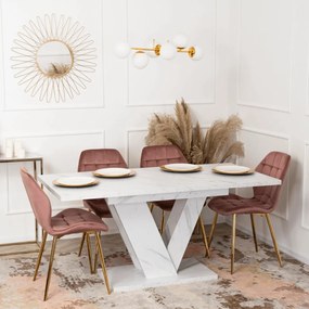 Bővíthető étkezőasztal 120–160 cm fehér márvány hatású kivitelben - CLARK