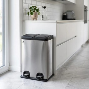 Brilanz szemeteskosár, 2 x 20 l, nerez, 40 l