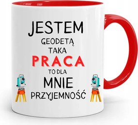 Piros Bögre Földmérőnek Ilyen Munka Öröm fényképes nyomtatással