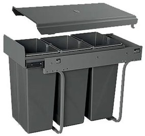 Hulladékgyűjtő GTV Practi Eco 300, szelektív, manuális működés, 300mm-es elembe, lágy záródás, 3x10l edénnyel, fedéllel