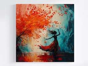 Vászonkép Canvas Figura Nő Ősz Fa Tánc Mozgás 80x80
