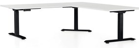 OfficeTech Angle állítható magasságú asztal, 180 + 120 cm, fekete alap, fehér