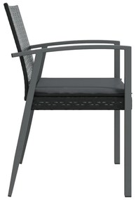 4 db fekete polyrattan kerti szék párnával 56,5x57x83 cm