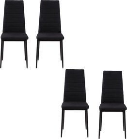 HOMCOM 4 db Kárpitozott Étkezőszék Vászon Anyagból, Magas Hátú és Fém Lábas, 120 kg Teherbírású, 41x50x97 cm, Fekete | Aosom