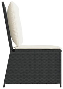 fekete polyrattan dönthető kerti kanapé párnákkal