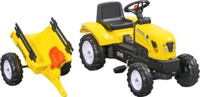 HOMCOM Pedál Traktor Pótkocsival - Gyermek Pedál Traktor Játék 3 Éves Kor Felett, Kültérre, Kertbe, Fém Sárga, 133 x 42 x 51 cm | Aosom