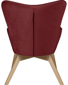 Piros bársony fotel lábtartóval Niko – Ropez