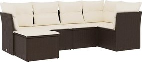 vidaXL 6 részes barna polyrattan kerti ülőgarnitúra párnával