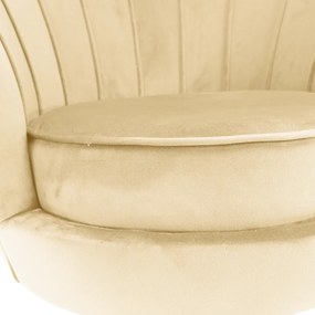 Art-deco stílusú fotel, bézs Velvet szövet/gold arany króm, NOBLEO