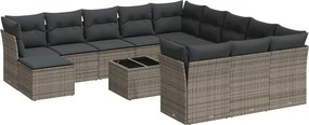 vidaXL 13 részes szürke polyrattan kerti ülőgarnitúra párnákkal
