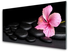 Modern üvegkép Black Stone Flower 120x60cm 2 fogas