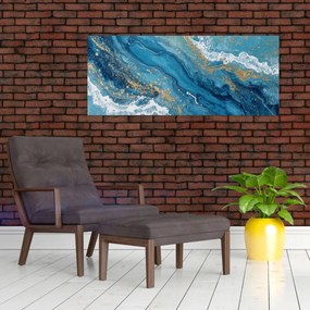 Kép - Világoskék márvány arannyal II. (120x50 cm)
