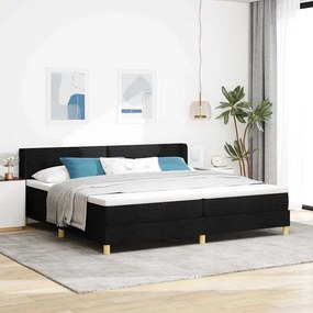 Boxrugós ágy Fekete 200 x 200 cm Kárpitozás és Fa és Hab