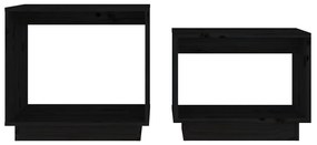 2 db fekete tömör fenyőfa rakásolható dohányzóasztal